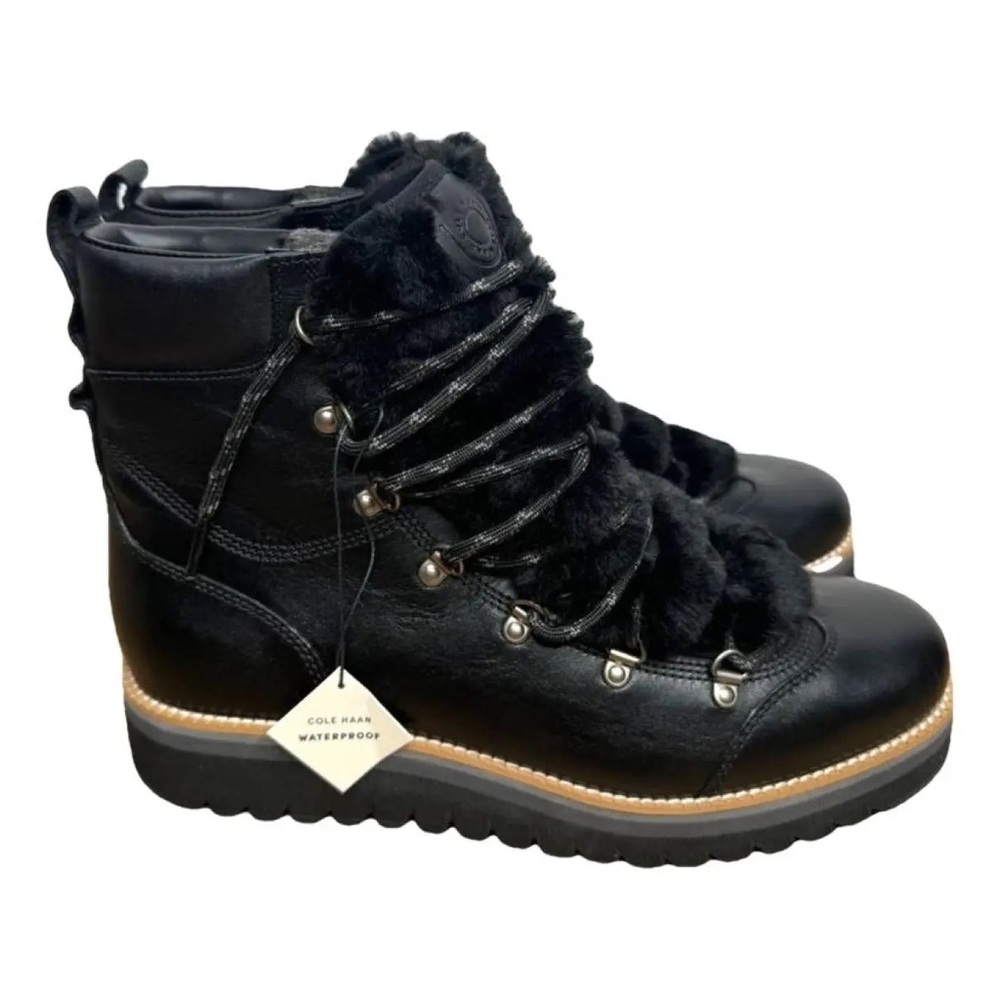 COLE HAAN ZeroGrand Lodge Lace-Up Waterproof Leather Black Size 7